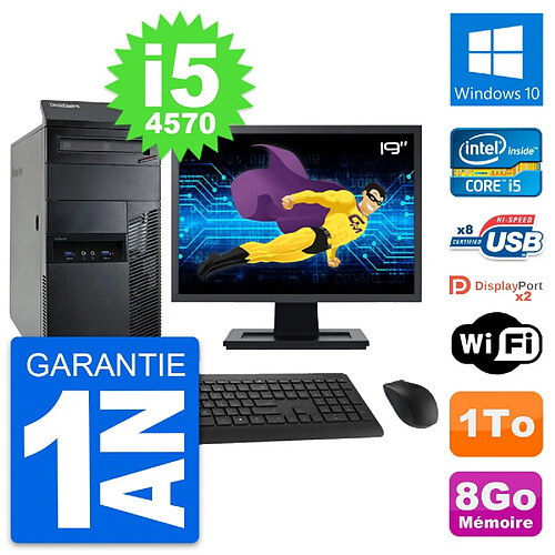 PC Tour Lenovo M93p Ecran 19" Intel i5-4570 RAM 8Go Disque 1To Windows 10 Wifi · Occasion