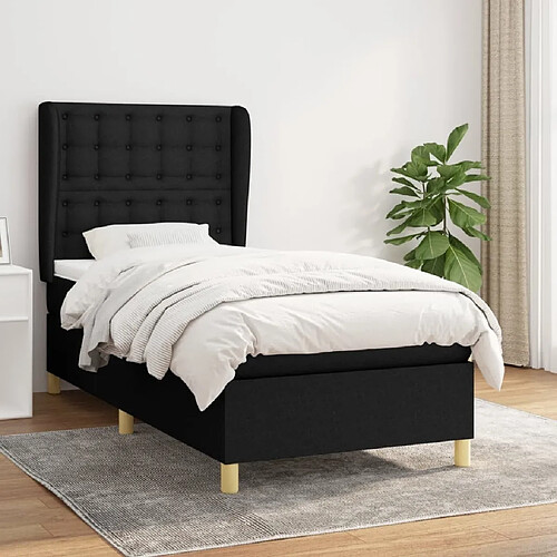 Maison Chic Lit Adulte - Lit simple Lit à sommier tapissier et matelas moelleux - Meuble de Chambre - Noir 80x200 cm Tissu -MN31836