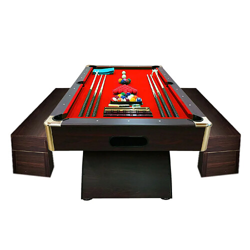 Simba BILLARD AMERICAIN 8FT Caesar Rouge SNOOKER TABLE DE BILLARD + BANCS A CONTENEURS