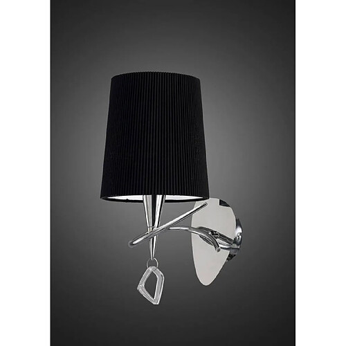 Luminaire Center Applique murale Mara avec interrupteur 1 Ampoule E14, chrome poli avec Abat jour noir