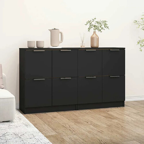 Maison Chic Ensemble de 2 Buffets,commode,console pour rangement Noir 60x30x70 cm Bois d'ingénierie -MN84153