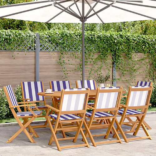 vidaXL Chaises de jardin pliantes lot de 8 tissu et bois massif