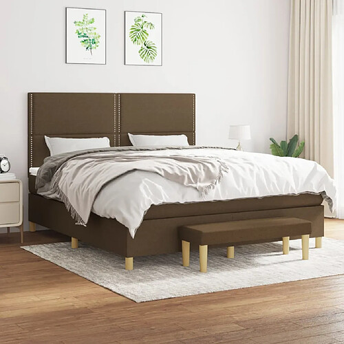 vidaXL Sommier à lattes de lit avec matelas Marron foncé 160x200 cm