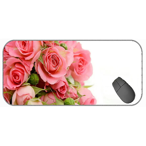 Universal (750x300x3) Tampon de souris de jeu extra large, tapis de coussinet de souris à fleurs roses roses rose