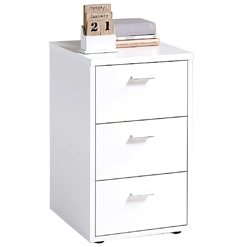 Maison Chic Table de chevet,Table de nuit,Table d'appoint pour salon avec 3 tiroirs Blanc -MN92747