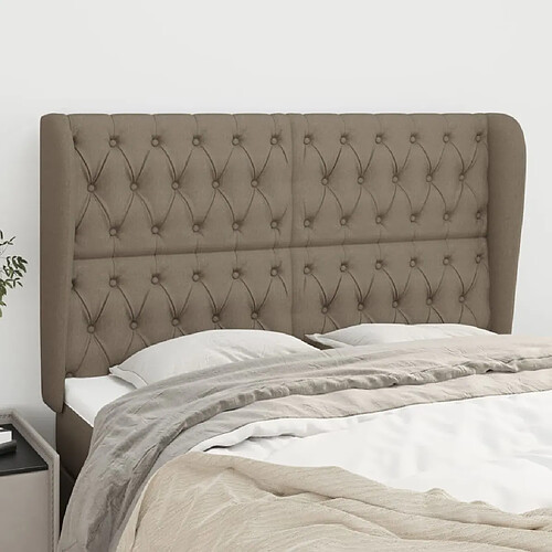 Maison Chic Tête de lit scandinave avec oreilles,meuble de chambre Taupe 163x23x118/128 cm Tissu -MN17428