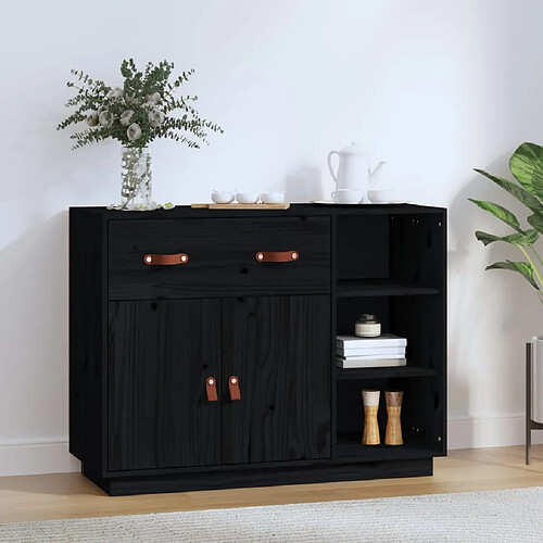 vidaXL Buffet Noir 98,5x40x75 cm Bois massif de pin