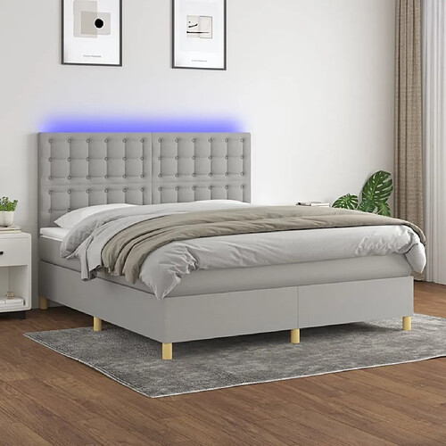 Sommier à lattes,Cadre à lattes de lit pour Adulte matelas et LED Gris clair 160x200 cm -MN90291