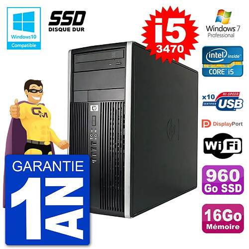 PC HP 6300 MT Intel Core i5-3470 RAM 16Go SSD 960Go Graveur DVD Wifi W7 · Occasion