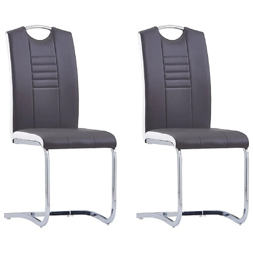 Maison Chic Lot de 2 Chaises à manger cantilever,Chaises à dîner gris similicuir -MN21413