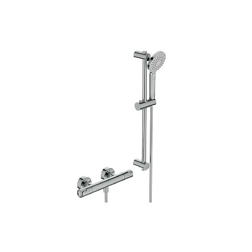 Ensemble de douche thermostatique - CERATHERM T50 - barre 60 + douchette ronde 11 cm 3J - Chrome - Ideal Standard