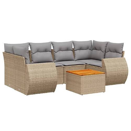 Maison Chic Salon de jardin avec coussins 7 pcs, Ensemble Tables et chaises de jardin, beige résine tressée -GKD294927