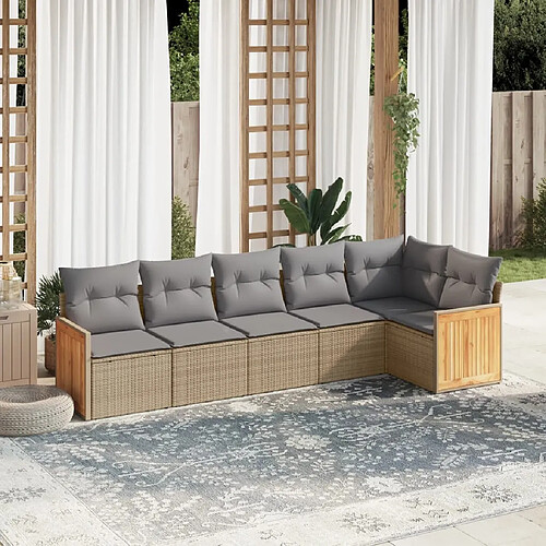 vidaXL Salon de jardin avec coussins 6 pcs beige résine tressée