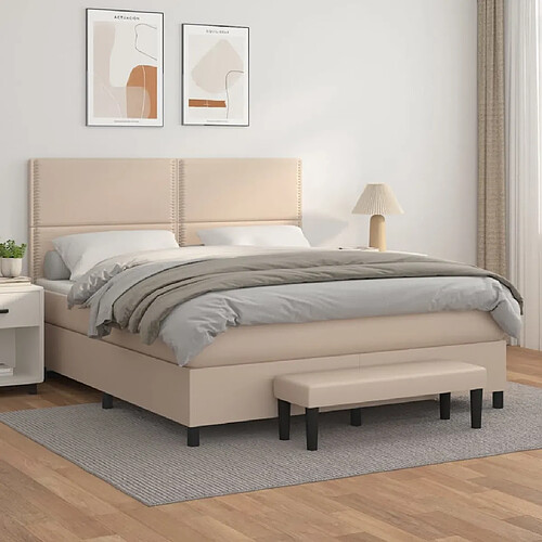 vidaXL Sommier à lattes de lit avec matelas Cappuccino 160x200 cm