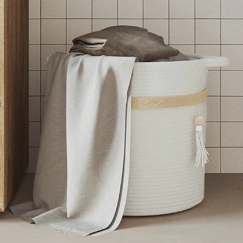 vidaXL Panier de rangement blanc Ø38x36 cm coton