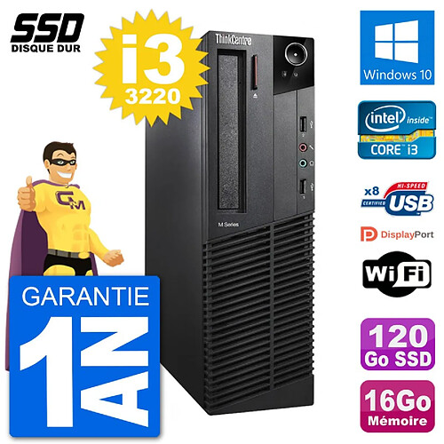 PC Lenovo ThinkCentre M92p SFF Intel i3-3220 RAM 16Go SSD 120Go Windows 10 Wifi · Occasion