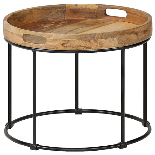 vidaXL Table basse Bois de manguier massif et acier 50x40 cm