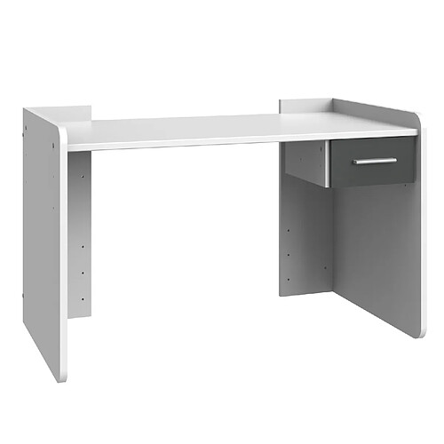 Pegane Bureau réglable en hauteur coloris Blanc, rechampis graphite - longueur 124 x hauteur 77 x profondeur 70 cm