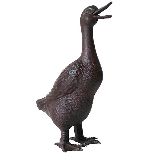 L'Héritier Du Temps Canard ou Cane Statuette Oiseau Volatile en Fonte Marron 13x26x39cm