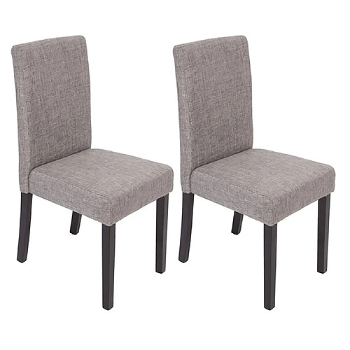 Mendler Lot de 2 chaises de séjour Littau ~ tissu gris, pieds foncés