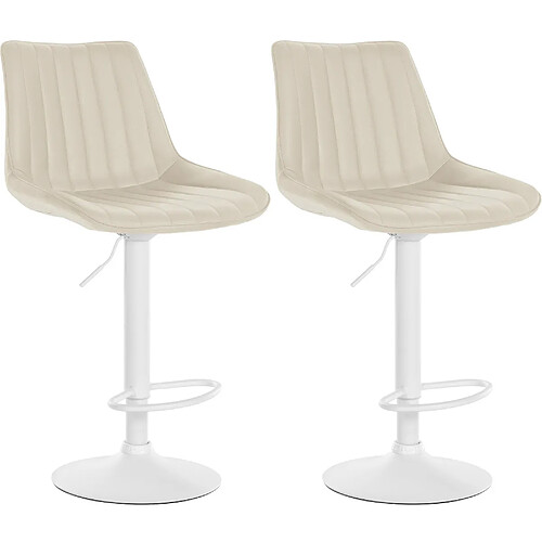 Non Lot de 2 tabourets de bar Toni simili cuir blanc