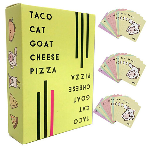 Universal Taco de Noël, chat, chèvre, fromage, pizzas, jeux de pizzas pour enfants, jeux de fêtes pour adultes.(Jaune)