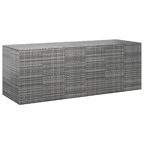 vidaXL Boîte à coussins de jardin Résine tressée 291x100,5x104 cm Gris