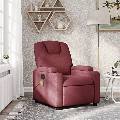 vidaXL Fauteuil de massage inclinable Rouge bordeaux Tissu