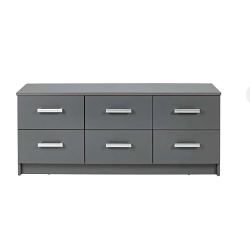 Pegane Commode meuble de rangement coloris gris graphite - Hauteur 50.8 x Longueur 122 x Profondeur 40 cm