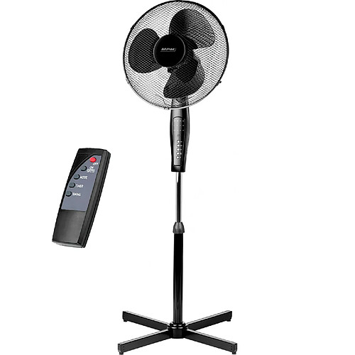 Ventilateur de sol oscillant, 42 cm réglable en hauteur, minuterie de 7,5 heures, 50, Noir, MPM, MWP-19