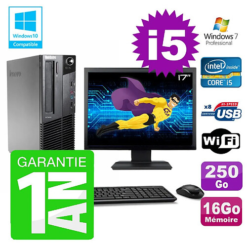 PC Lenovo M91p SFF Intel I5-2400 16Go Disque 250Go Graveur Wifi W7 Ecran 17" · Occasion