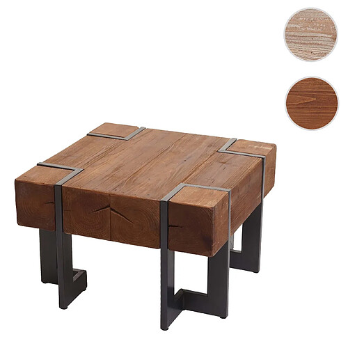 Mendler Table basse HWC-A15, table de salon, bois de sapin rustique massif ~ brun 60x60cm