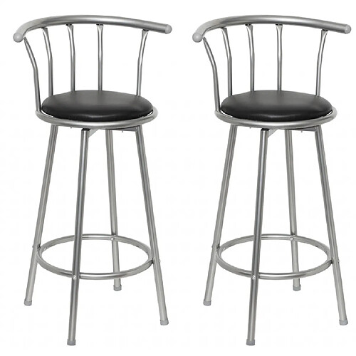 Helloshop26 Lot de 2 tabourets de bar bois noir design moderne 1202011