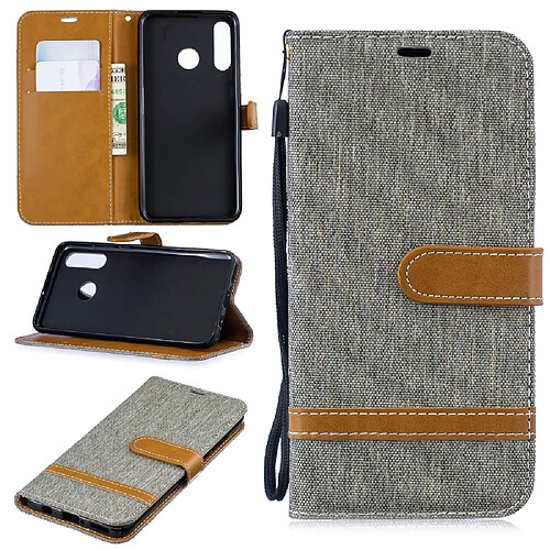 Etui en PU tissu jeans de couleur assortie gris pour votre Huawei P30 Lite