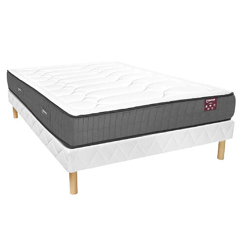 Vente-Unique Ensemble sommier + matelas mémoire de forme GIZEUX de DREAMEA ép.28cm - 160 x 200 cm