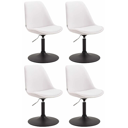 Decoshop26 Lot de 4 chaises de salle à manger pivotante hauteur réglable en PVC blanc et pied trompette métal noir 10_0001806