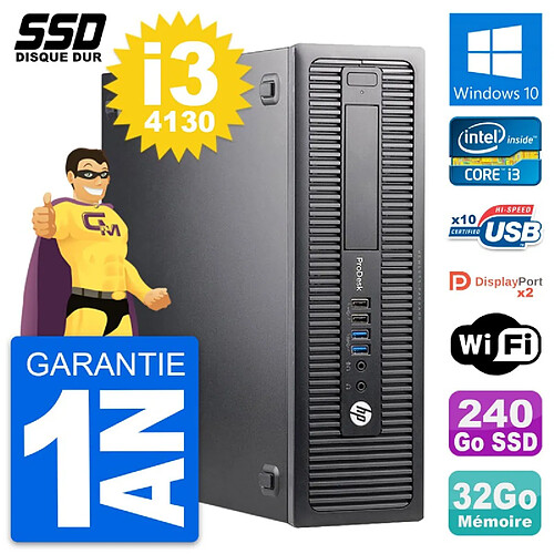 PC HP ProDesk 600 G1 SFF Intel Core i3-4130 RAM 32Go SSD 240Go Windows 10 Wifi · Occasion