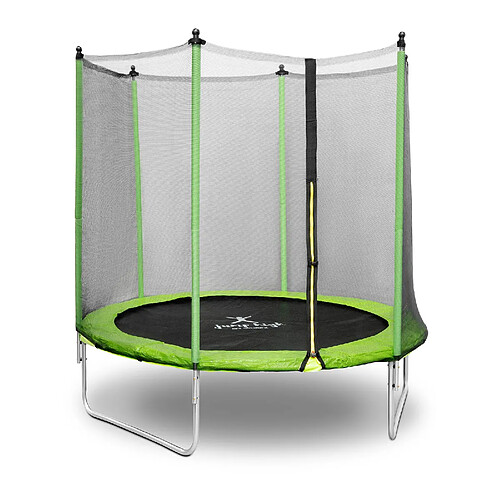 Helloshop26 Trampoline de jardin - diamètre 244 x 180 cm - 80 kg - filet de sécurité - noir/gris 14_0008022