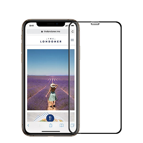 Protecteur écran en verre trempé bord de taille complète 9H arc 2.5D anti-éclatement noir pour votre Apple iPhone XS Max