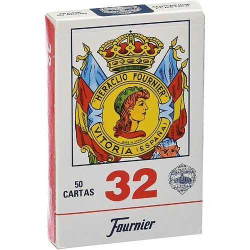 Fournier 32, 50 cartes espagnoles, couleur BLEU/ROUGE (f20993)