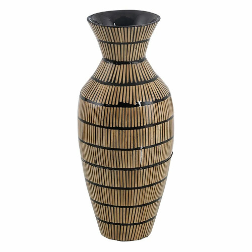 BigBuy Home Vase Noir Beige Bambou 22 x 22 x 52 cm