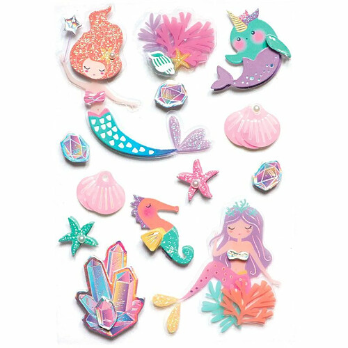 Graines Creatives 13 stickers 3D sirènes 6 cm