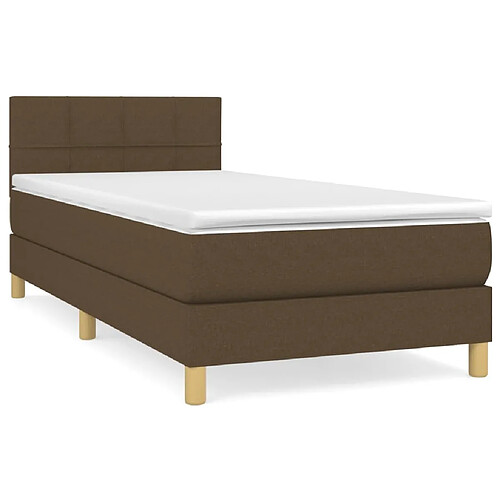 Maison Chic Structures de lit + matelas,Lit à sommier tapissier avec matelas Marron foncé 100x200 cm -MN28013