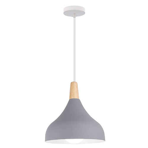 Stoex Lampe À Suspension Moderne Nordique Plafonnier D'Intérieur Lustre Minimaliste Abat-Jour en Métal, Gris Pour Chambre À Coucher, Cuisine, E27