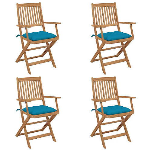 vidaXL Chaises pliables de jardin lot de 4 avec coussins Bois d'acacia