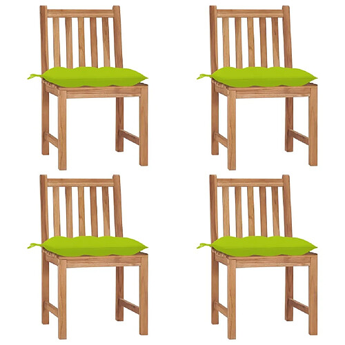 Maison Chic Lot de 4 Chaises de jardin avec coussins | Fauteuil chaises d'extérieur Bois de teck massif -GKD94736