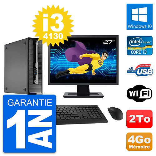 PC HP ProDesk 400 G1 SFF Ecran 27" i3-4130 RAM 4Go Disque 2To Windows 10 Wifi · Occasion