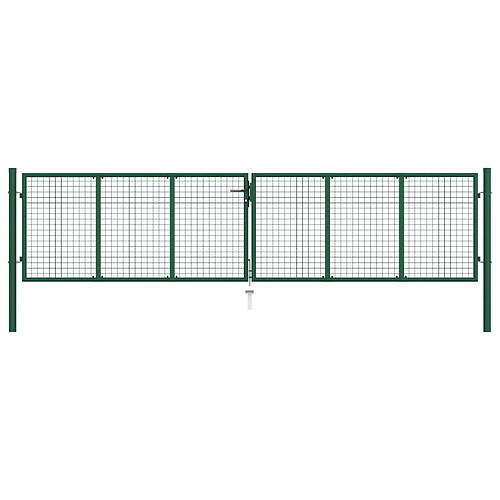 vidaXL Portail en treillis de jardin acier 390x100 cm vert