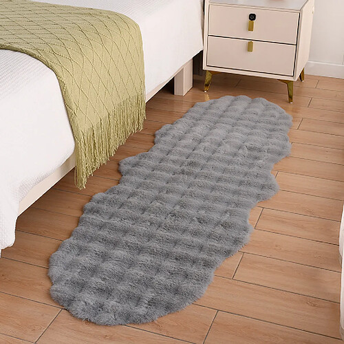 LUUCOZK Tapis Moelleux en Fausse Fourrure Tapis Shaggy pour Chambre à Coucher Salon-Gris Clair-60x160cm (2P)