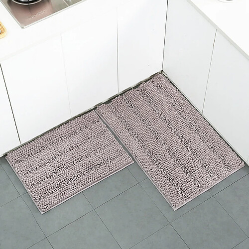 LUUCOZK Tapis de bain antidérapants absorbants à séchage rapide, tapis de décoration de salle de bain, gris peu profond-61x153cm